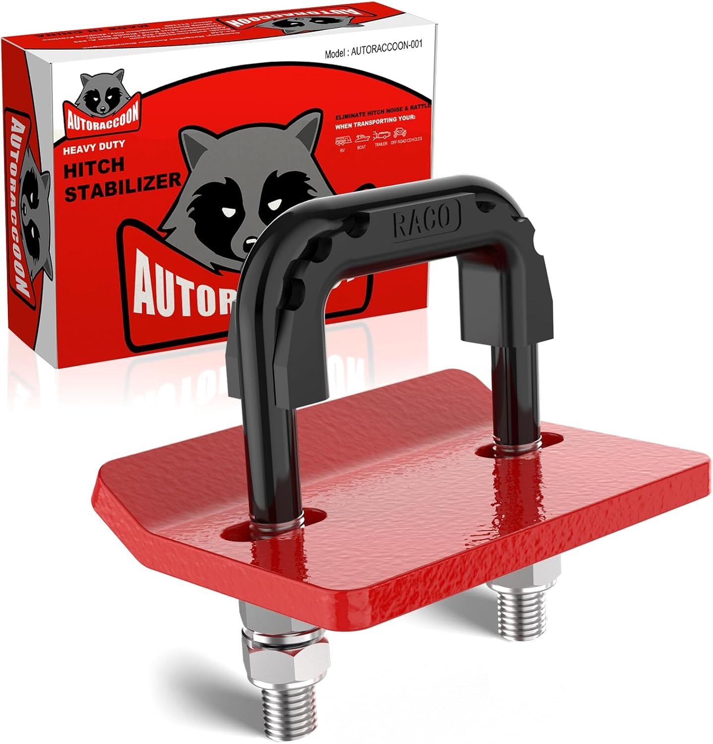 new Hitch Tightener Anti-Rattle Clamp - Heavy Duty Stabilizer for 1.25" Red 07FC0E-D4 - KOEEK