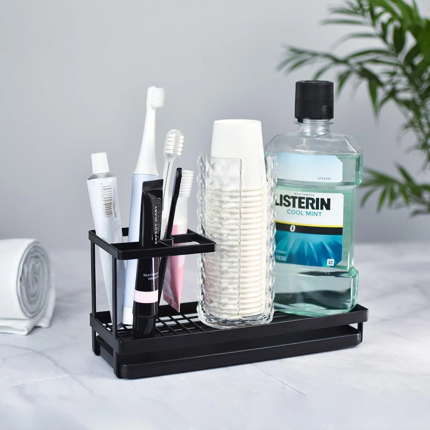 Toothbrush Holders Bathrooms,4 Slots Rustproof Metal Tooth Brushing Organizer 07FC0E-D4 - KOEEK