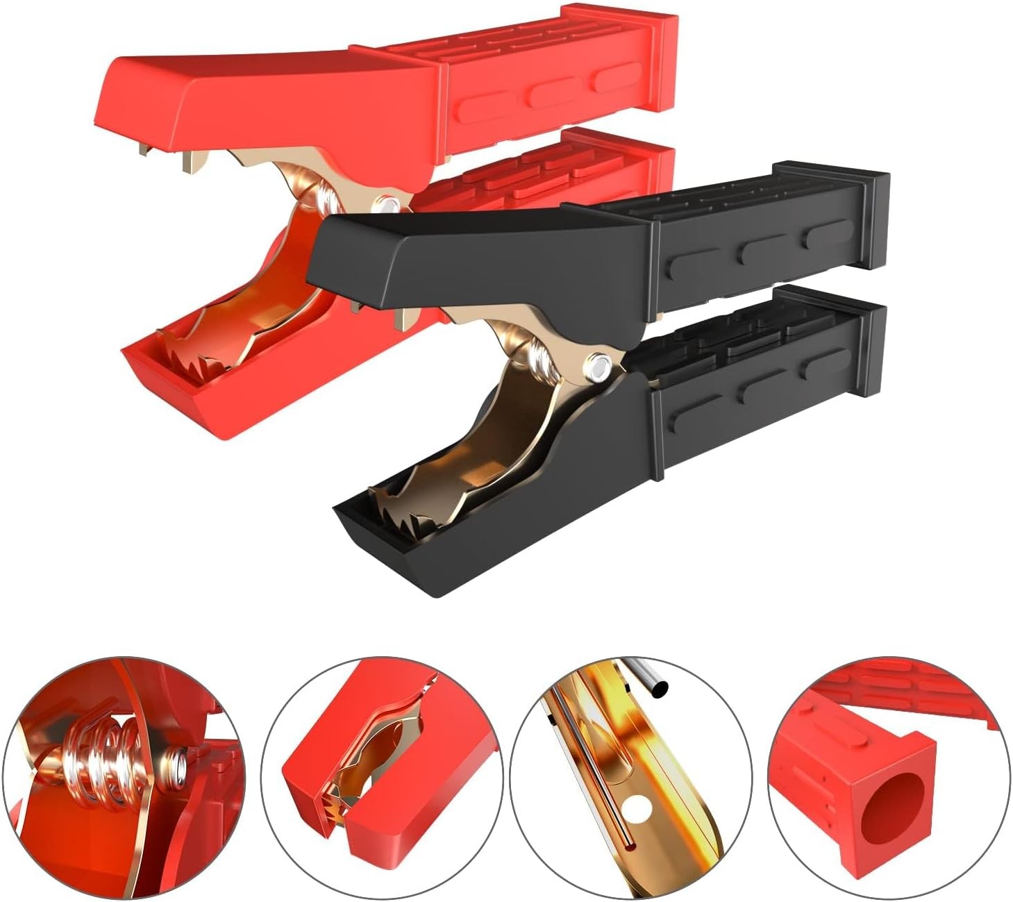 new 2Pcs Insulated Alligator Clips 100A-500A Electrical Heavy Duty 100a 07FC0E-D4 - KOEEK