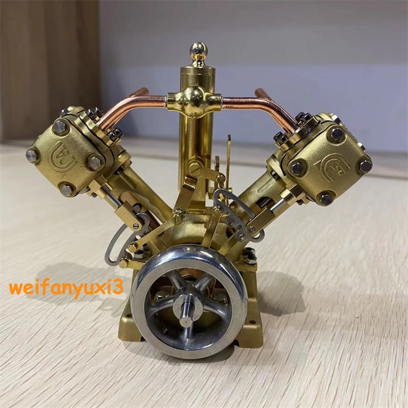 Compact Vintage V2 Steam Engine Model Dual Cylinder Powerful Toy Collection Gift 07FC0E-D4 - KOEEK