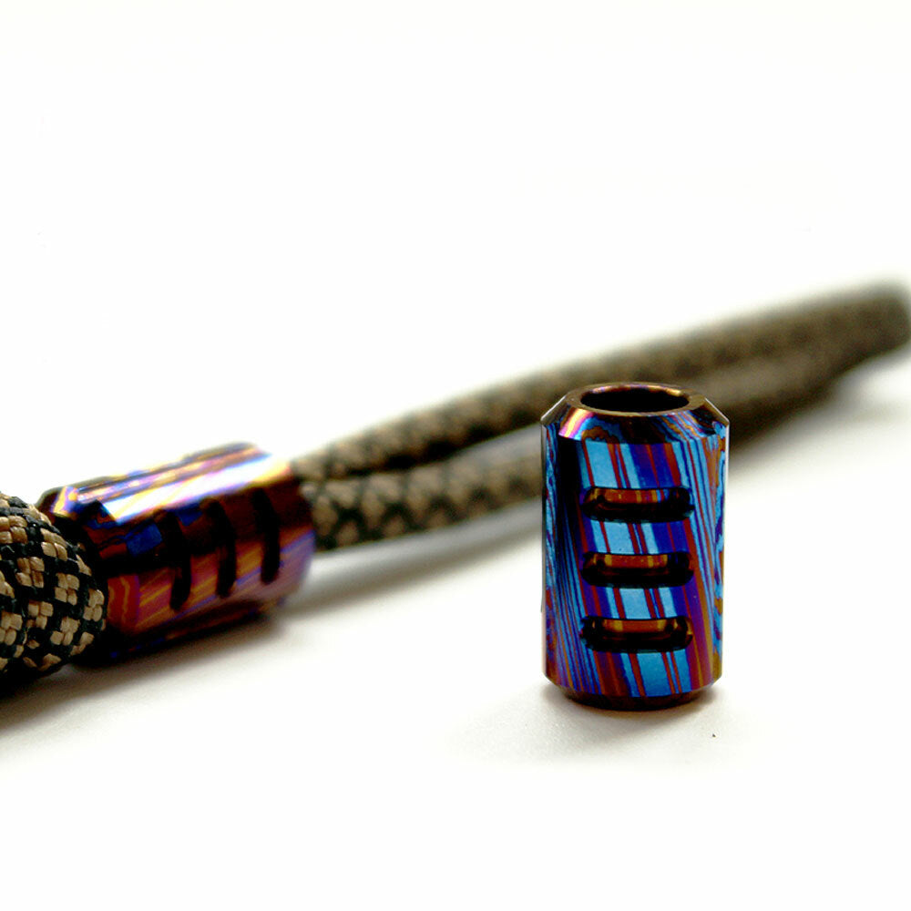 EDC Titanium Timascus Damascus Folding Knife Lanyard Umbrella Rope Knife Pendant 07FC0E-D4 - KOEEK