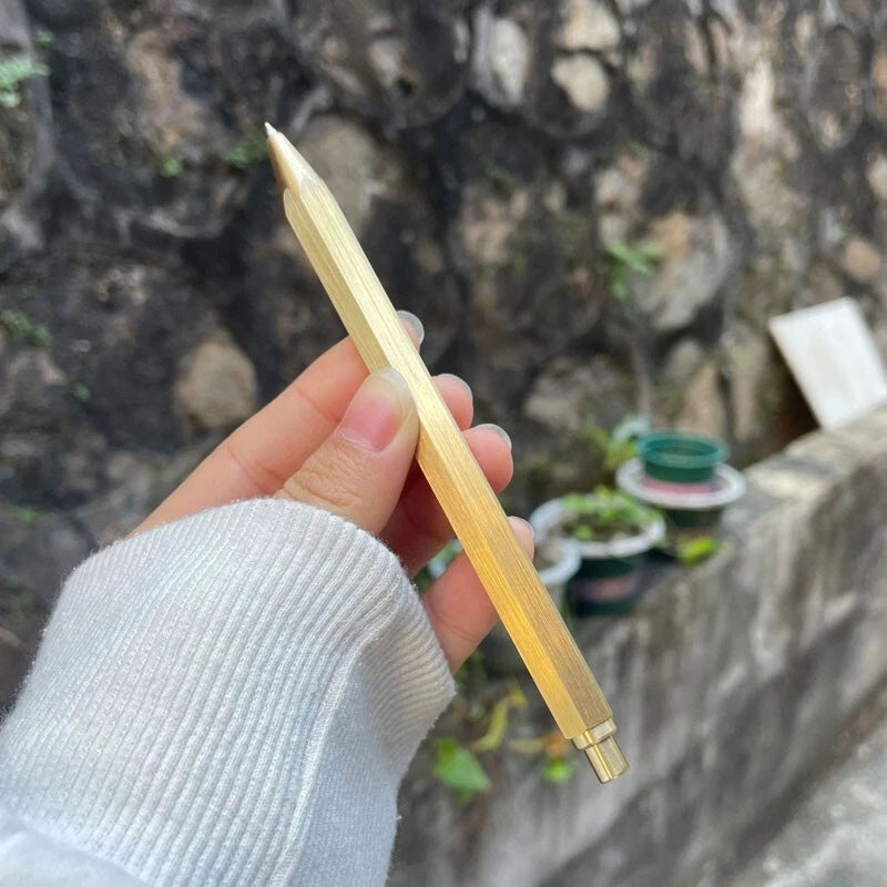 EDC Handmade Wire Drawing Surface Brass Ball Point Pen Business Signature  Pen 07FC0E-D4 - KOEEK
