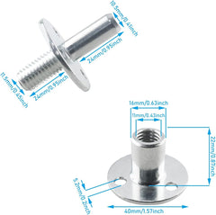 new 2 Sets Metal M12 Bed Post Connector Screw-in T-Nut Bedpost Silver 07FC0E-D4 - KOEEK