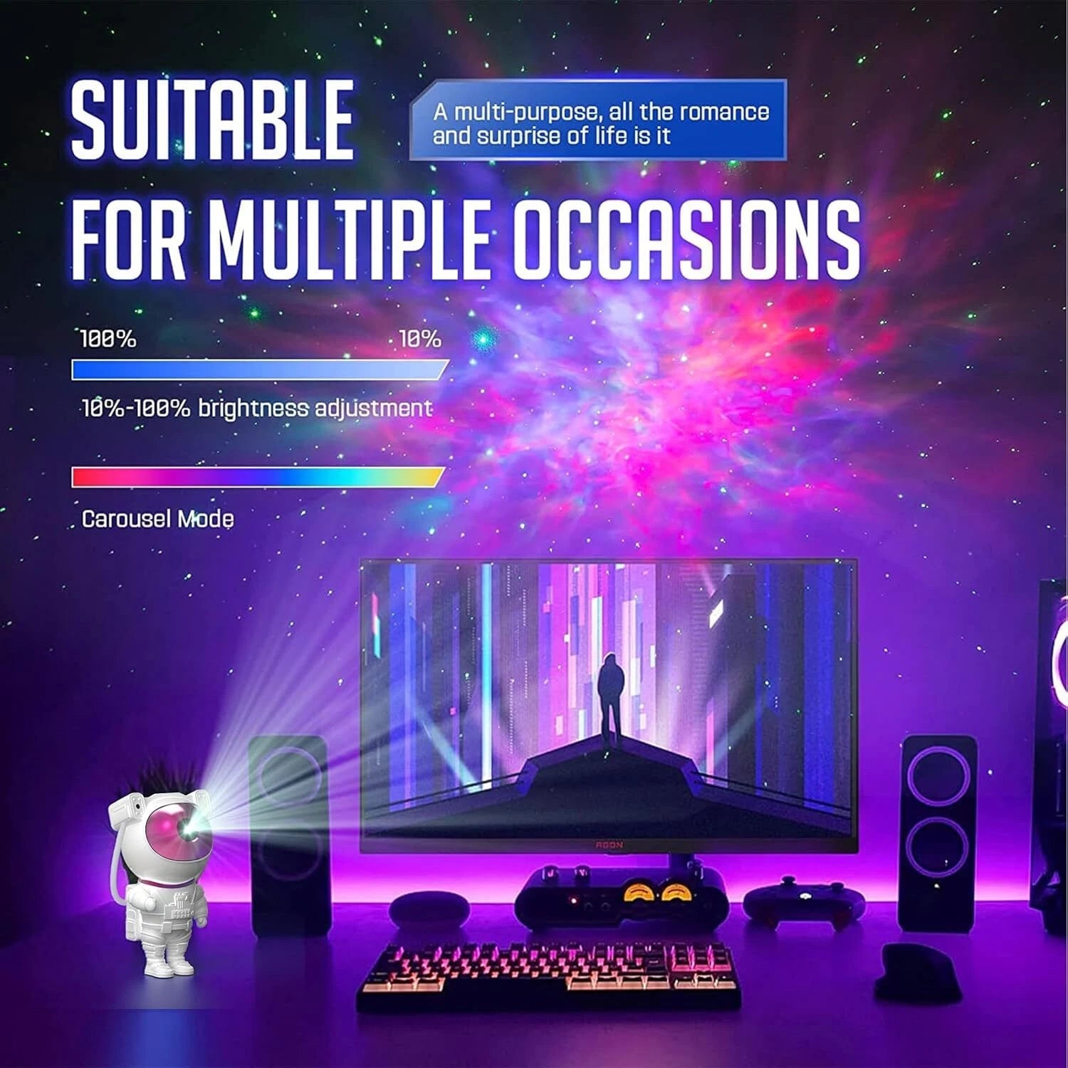 Colorful Astronaut Galaxy Projector - Limited Edition Bedroom Star Lights 07FC0E-D4 - KOEEK