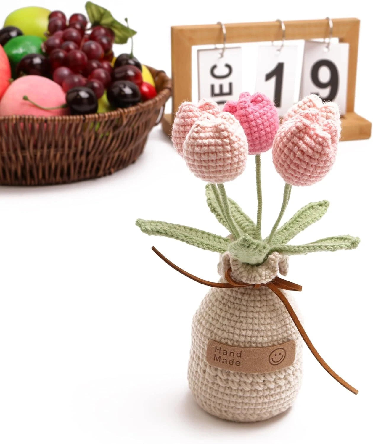 Crochet Woven Tulips with Wool,Simulation Plant Crochet Hand-Woven Flowers 07FC0E-D4 - KOEEK