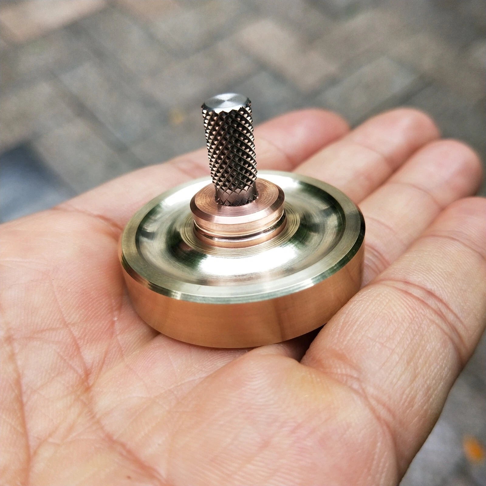 Brass Hand Twisting Spinning Top Handmade Gyro Gyroscope Spinner Toy 07FC0E-D4 - KOEEK