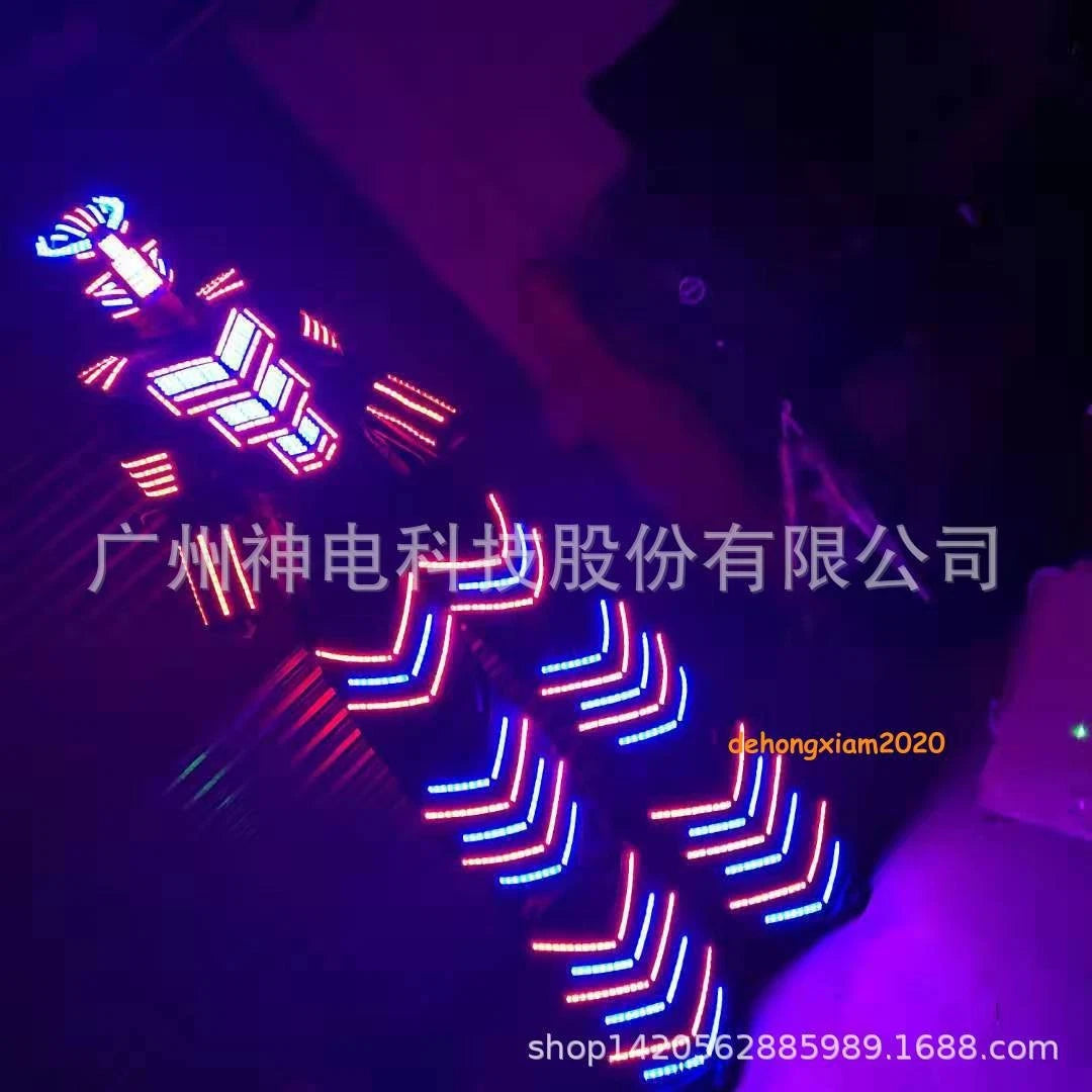 LED Robot Stilt RGB Color Costume Armour Set DJ Party Show Glowing Clothing Suit 07FC0E-D4 - KOEEK