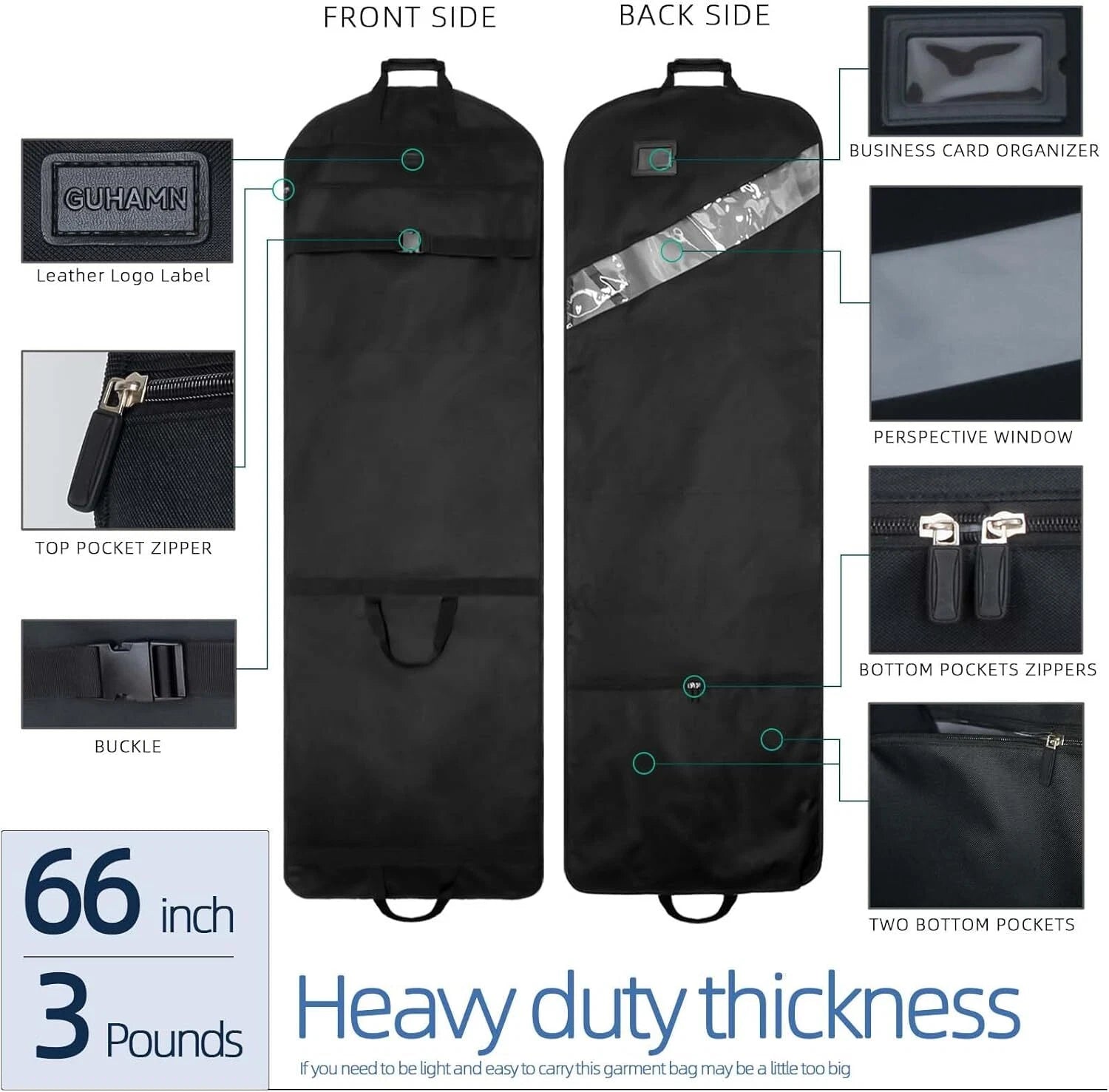66” Extra Long Gown Garment Bag, Tri-Fold Gown Garment Bag, Storage Hanging Bag 07FC0E-D4 - KOEEK