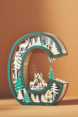 Anthropologie Wonderland Scene Monogram Light-Up Holiday Decoration Letter C ANTHROPOLOGIE - KOEEK