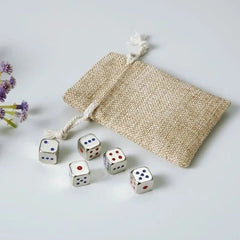 Solid Metal Dice Colorful 13mm 5 Pieces with Storage Bag 07FC0E-D4 - KOEEK