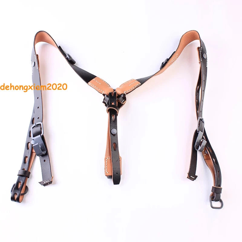 WW2 German Army Cowhide Belts Y-shape Double Straps Ammo Pouch Reproduction 98K 07FC0E-D4 - KOEEK