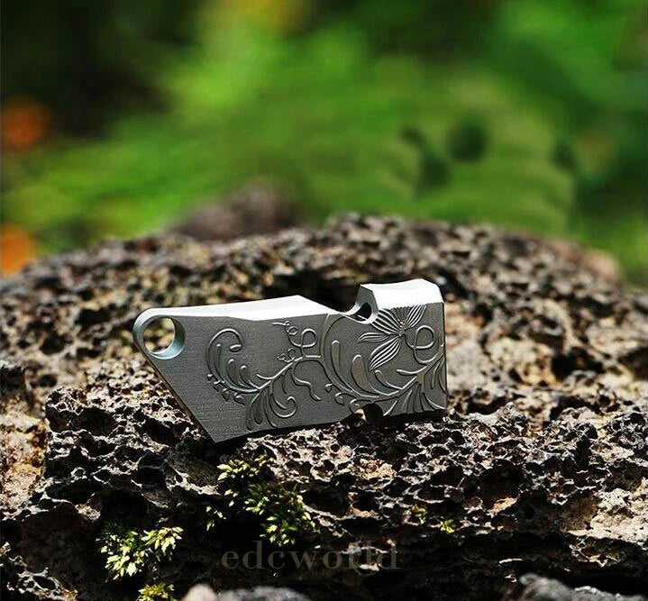EDC Titanium TC4 Portable Carving Flower Metal Treble Whistle Outdoor Survival 07FC0E-D4 - KOEEK