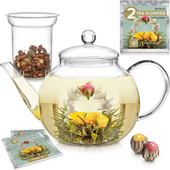 Heatproof Borosilicate Glass Teapot (34 OZ) Removable Loose Tea Glass Infuser 07FC0E-D4 - KOEEK