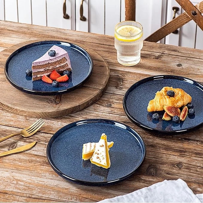 Ceramic Dinner Plates Set - Porcelain 10 Inch Flat Steak Pasta Pizza Plate Home 07FC0E-D4 - KOEEK