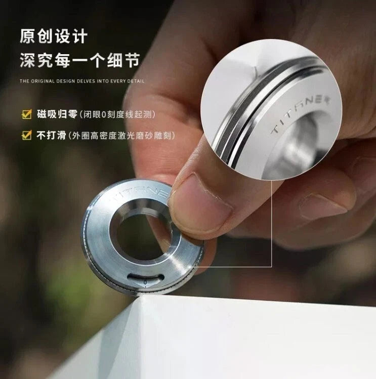 Titanium Alloy Ring Disc Ruler Measurement Drawing Ruler Portable EDC Ring Ruler 07FC0E-D4 - KOEEK