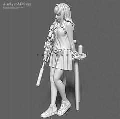 1:35 resin figure model Future Machine Gunner Girl Unassembled unpainted 07FC0E-D4 - KOEEK