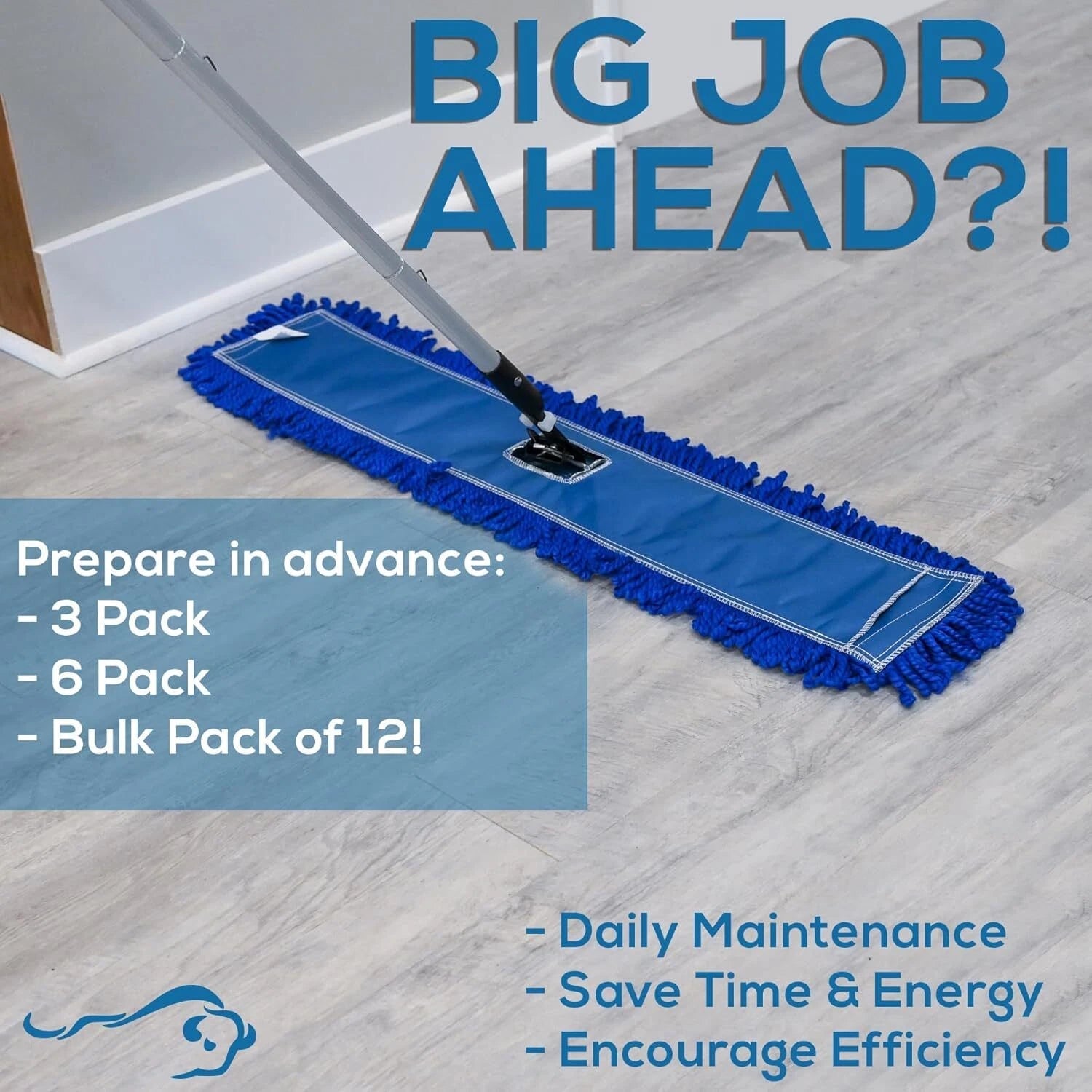 3-Pack 36-Inch Microfiber Dust Mop, Large Washable Commercial Dust Mop, Blue 07FC0E-D4 - KOEEK