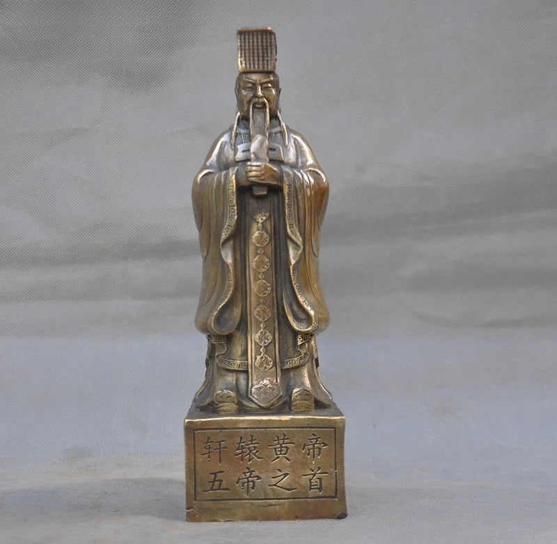 9" Collect Chinese Bronze Yu Huang Da Di The Jade Emperor God Statue 07FC0E-D4 - KOEEK