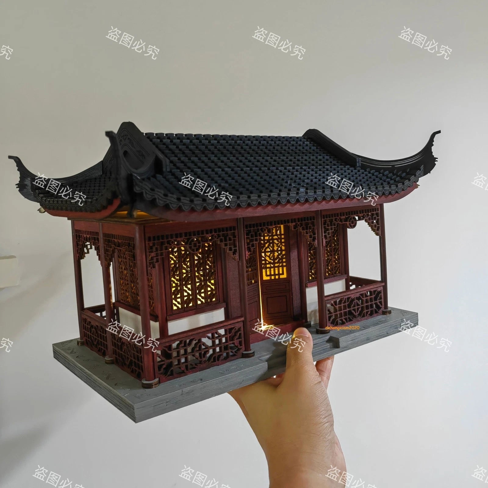 Chinese Ancient Architecture Octagonal Pavilion Handmade Assembly DIY Model 07FC0E-D4 - KOEEK