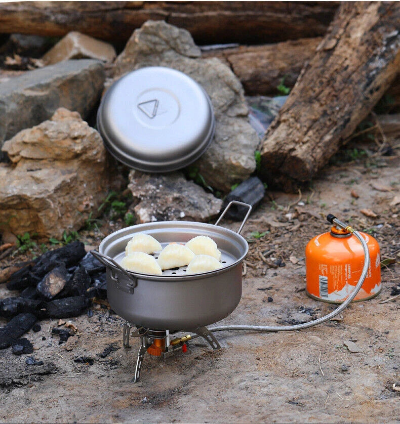 Outdoor 2L Titanium Steamer Tableware Soup Pot Portable Camping Large Capacity 07FC0E-D4 - KOEEK