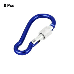 8pcs Blue Metal Screw Lock Carabiner Clip Snap Hook Keychain Camping Karabiner 07FC0E-D4 - KOEEK