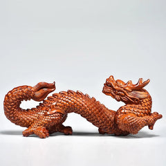 Rosewood Zodiac Dragon Carving Ornament 8cm Wooden Desk Decor Gift 07FC0E-D4 - KOEEK