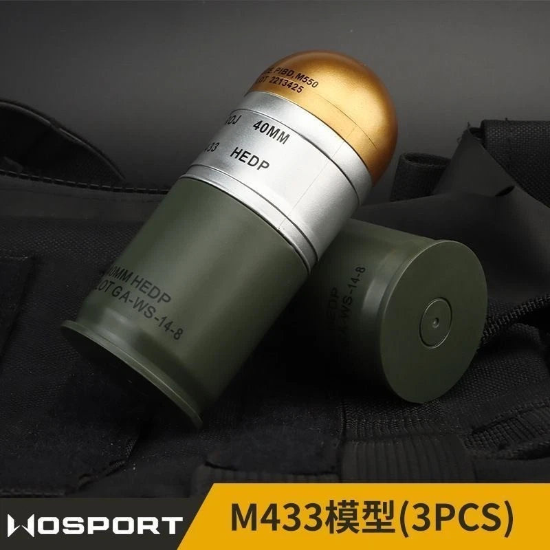 3x M433 40mm HEDP Prop Replica Grenades with Storage Box for Military Collectors 07FC0E-D4 - KOEEK