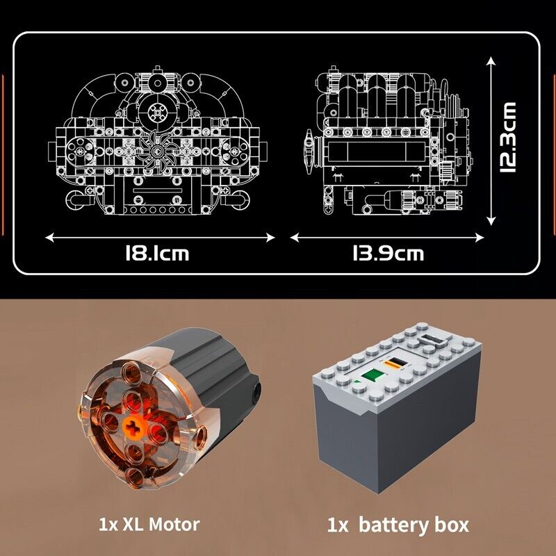 new Mould King 10193 Boxer Engine Motor Drive Turbocharger Building Block Toy MOC MOULD KING - KOEEK