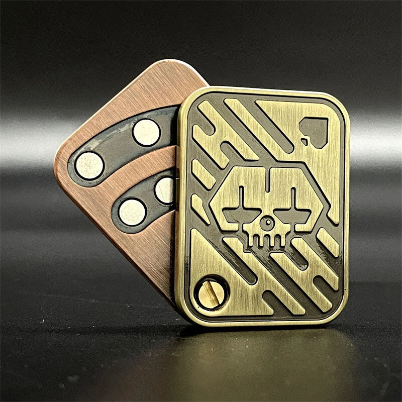 EDC Fidget Stress Relief Toy Skull Poker Style Push Slider Metal Fidget Spinner 07FC0E-D4 - KOEEK