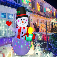 5Ft Inflatable Snowman Christmas Outdoor Yard with Rotating LED Lights Decor 07FC0E-D4 - KOEEK