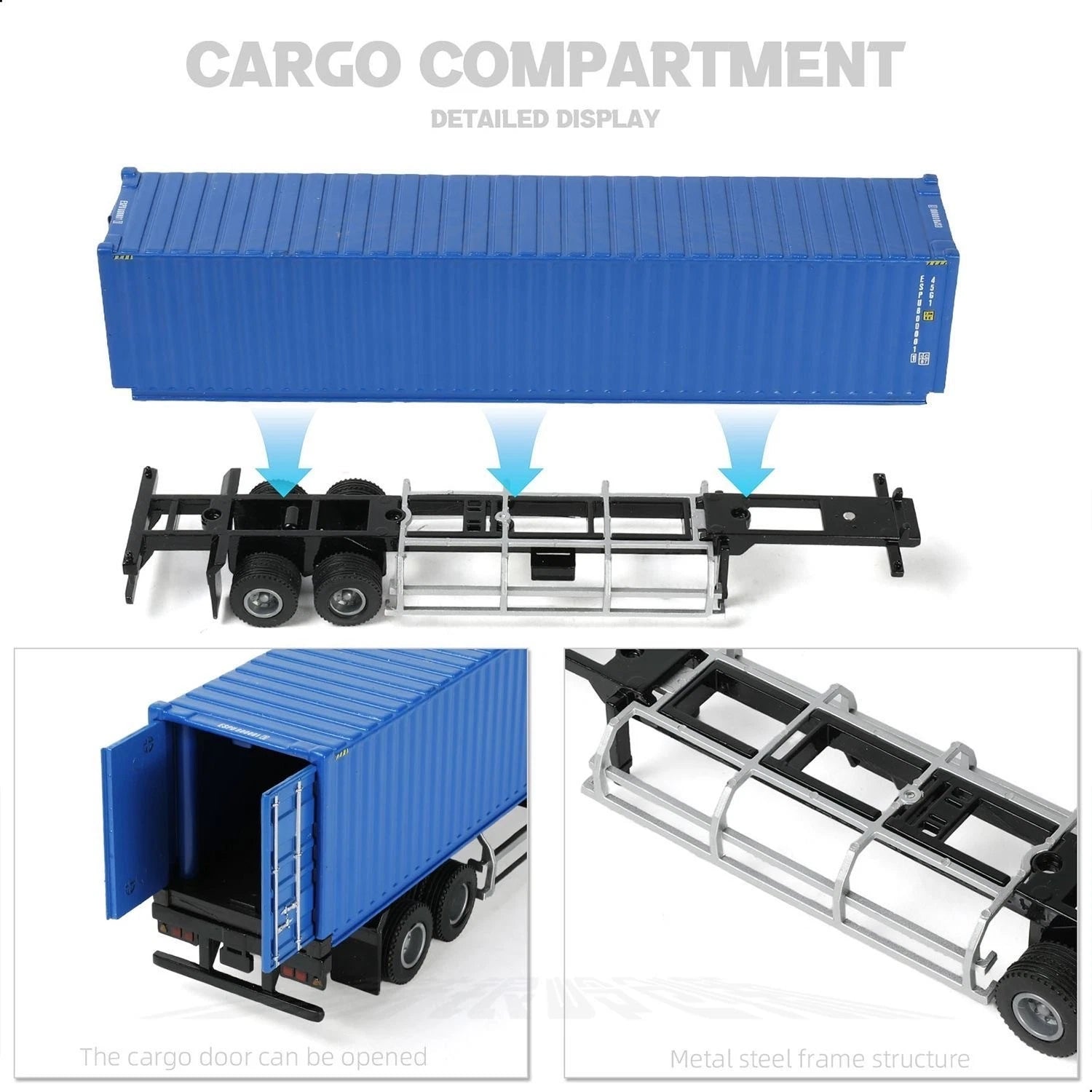 Kenworth W900 1:50 Diecast Truck & Container Trailer, Alloy Heavy Haul Toy Model 07FC0E-D4 - KOEEK
