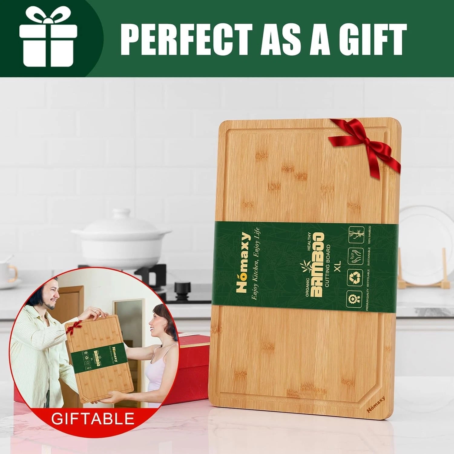 Extra Large Cutting Board with Juice Groove and Handle, Cold Meat Cutting Board 07FC0E-D4 - KOEEK