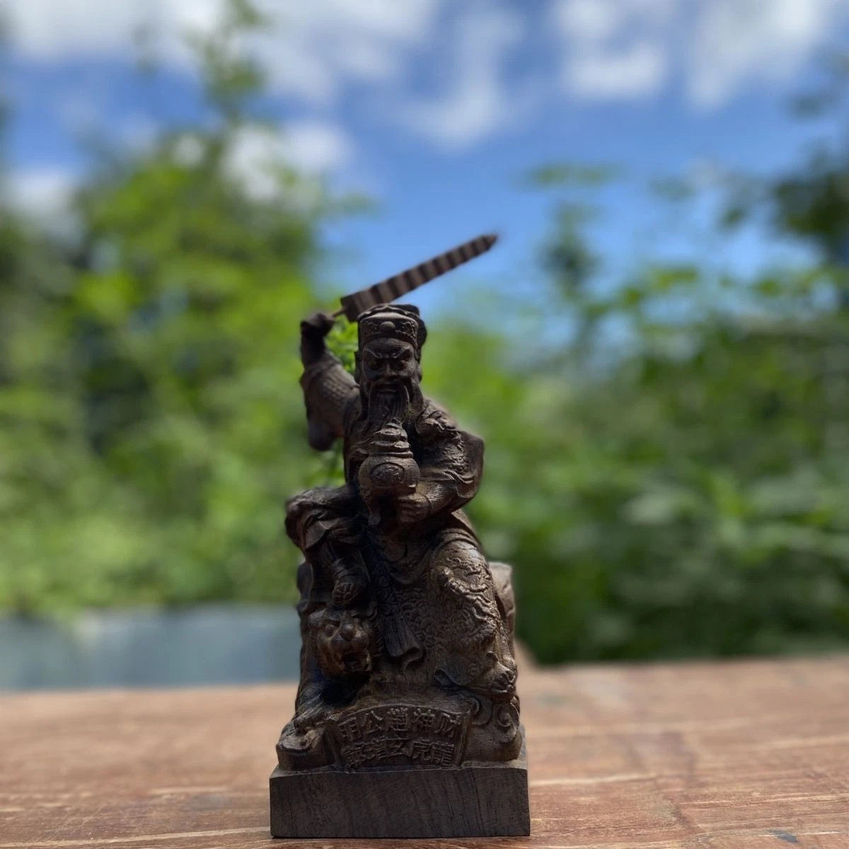 19x9cm Zhao Gongming Wealth God Agarwood Wood Carving Figurine Feng Shui Decor 07FC0E-D4 - KOEEK