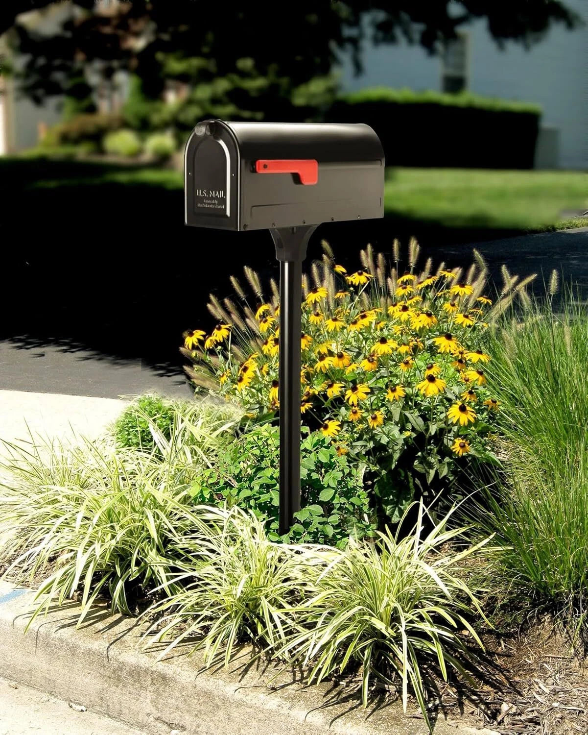 Mounted Mailbox and Floor Post Kit, Medium, Black 07FC0E-D4 - KOEEK