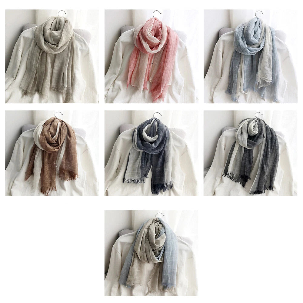 Soft Linen Cotton Scarf Shawls Muslim Large Hijab Wraps Unisex Women Men Scarves 07FC0E-D4 - KOEEK