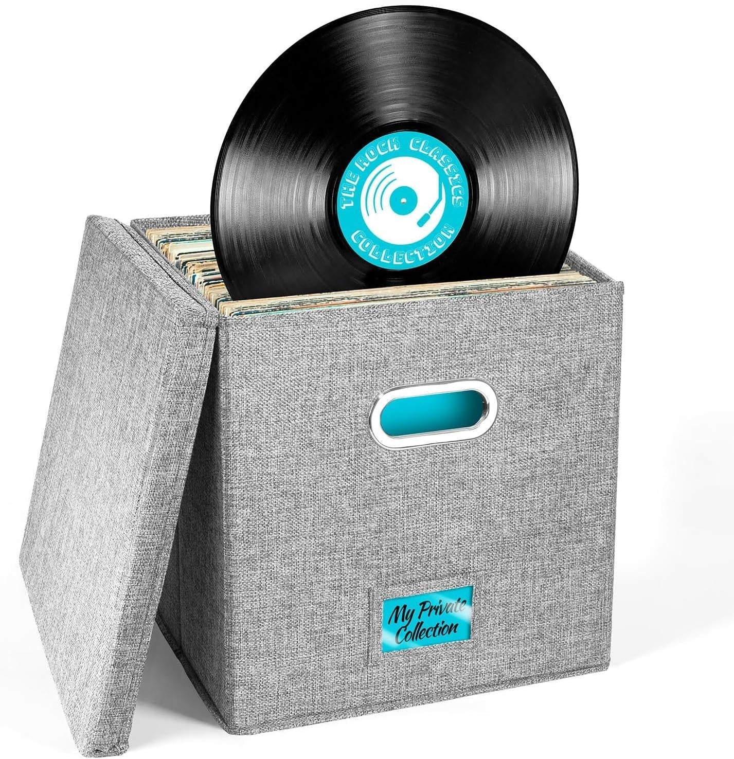 new Vinyl Record Storage Box for up to 50+ 12-Inch Albums, Records 1 Pack, Gray 07FC0E-D4 - KOEEK