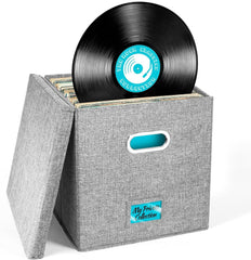new Vinyl Record Storage Box for up to 50+ 12-Inch Albums, Records 1 Pack, Gray 07FC0E-D4 - KOEEK