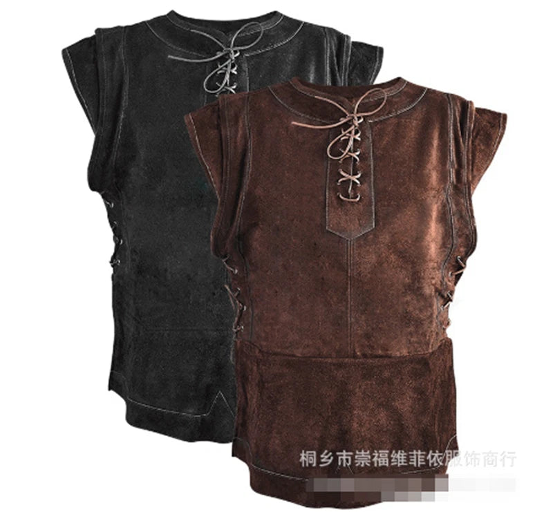 Men's Medieval Vintage Steampunk Vest Renaissance Sleeveless Cos Costume Shirt 07FC0E-D4 - KOEEK