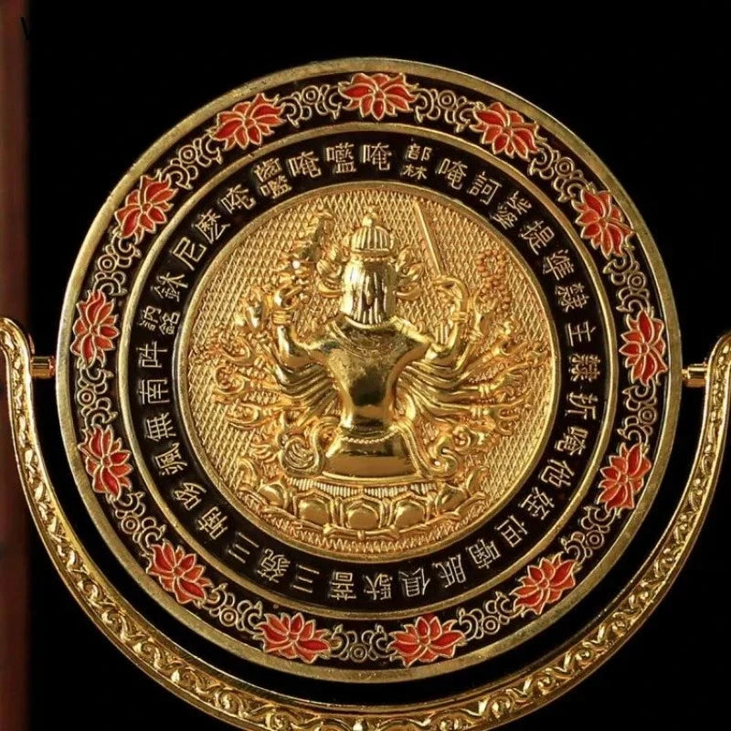 16cm Copper Enamel Mirror Tibetan Tantric Buddhism Supplies Feng Shui Decoration 07FC0E-D4 - KOEEK