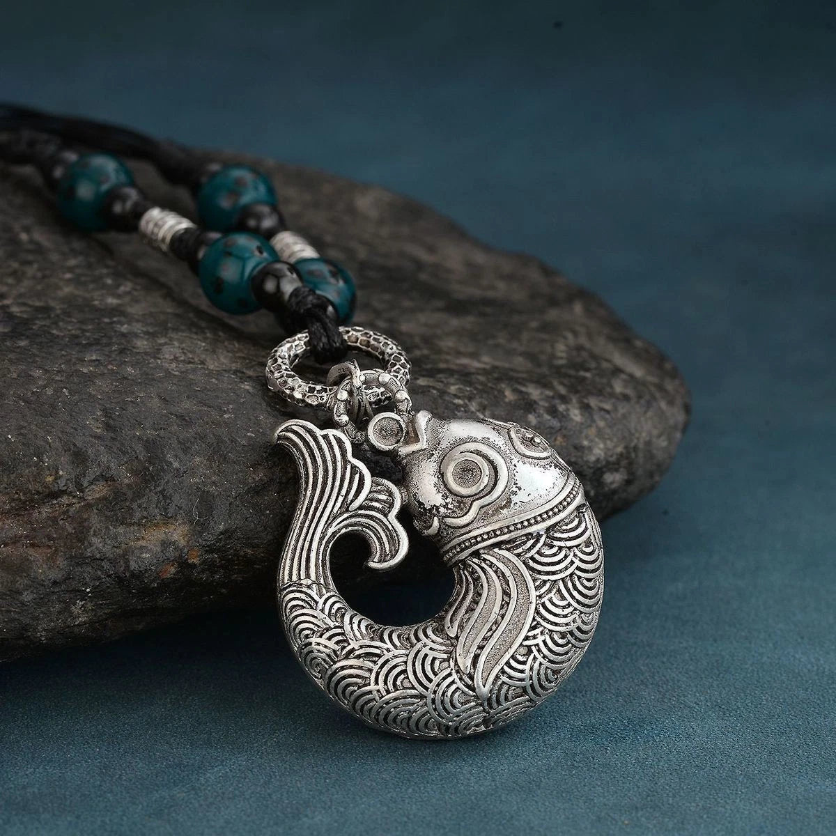 Chinese Style Vintage Koi Pendant Necklace Ethnic Sweater Chain Women 07FC0E-D4 - KOEEK