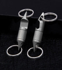 Titanium Alloy Keychain Portable Double Keyrings Pendant EDC Opener Multi Tools 07FC0E-D4 - KOEEK