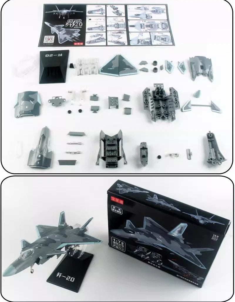 1/72 PLA J-20 Fighter Plastic Painted Unassembled Toy Model 07FC0E-D4 - KOEEK