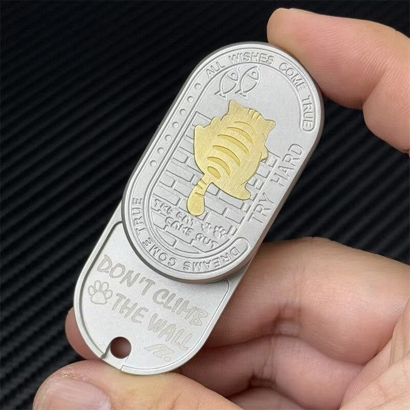 EDC Greedy Big Fat Cat Fidget Slider Stainless Steel Mechanical Push Fidget Toys 07FC0E-D4 - KOEEK