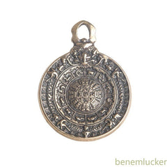 Retro Copper Nine Palaces Bagua Board Amulet Feng Shui Auspicious Pendant 07FC0E-D4 - KOEEK