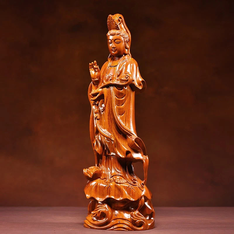 30cm Rosewood Guanyin Bodhisattva Buddha Ornament Home Furnishing Decoration Art 07FC0E-D4 - KOEEK