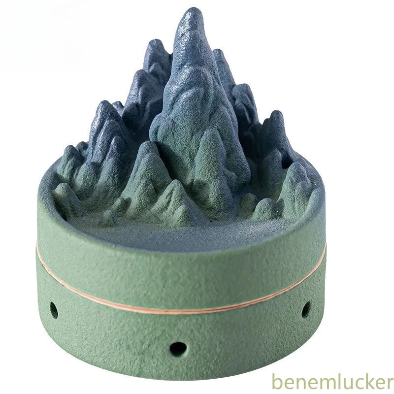 10.5cm Ceramic Handamde Qianli Jiangshan Incense Burner Zen Home Censer Ornament 07FC0E-D4 - KOEEK