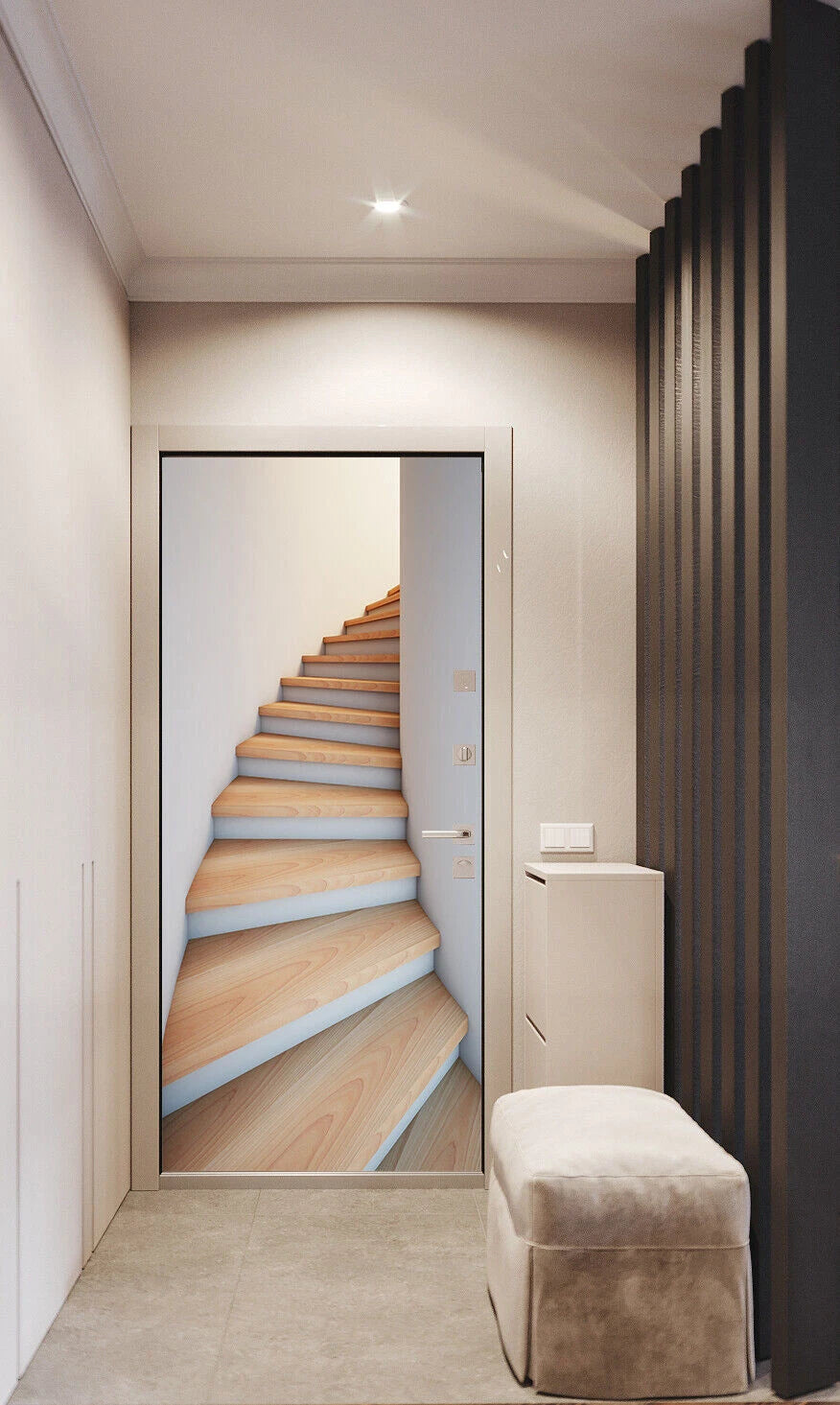 Wooden Stairs Steps Picture 3D Door Sticker Self-adhesive Bedroom Door Mural 07FC0E-D4 - KOEEK