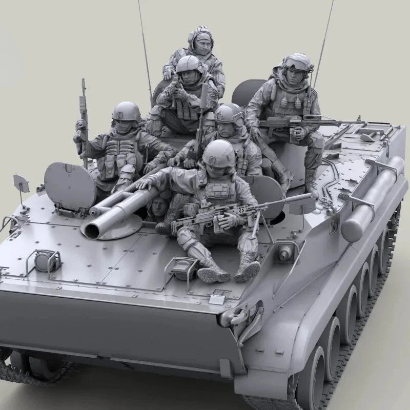 1/35 Resin Model Kit Modern Special Forces Riding 7 Figure Unassembled Unpainted 07FC0E-D4 - KOEEK