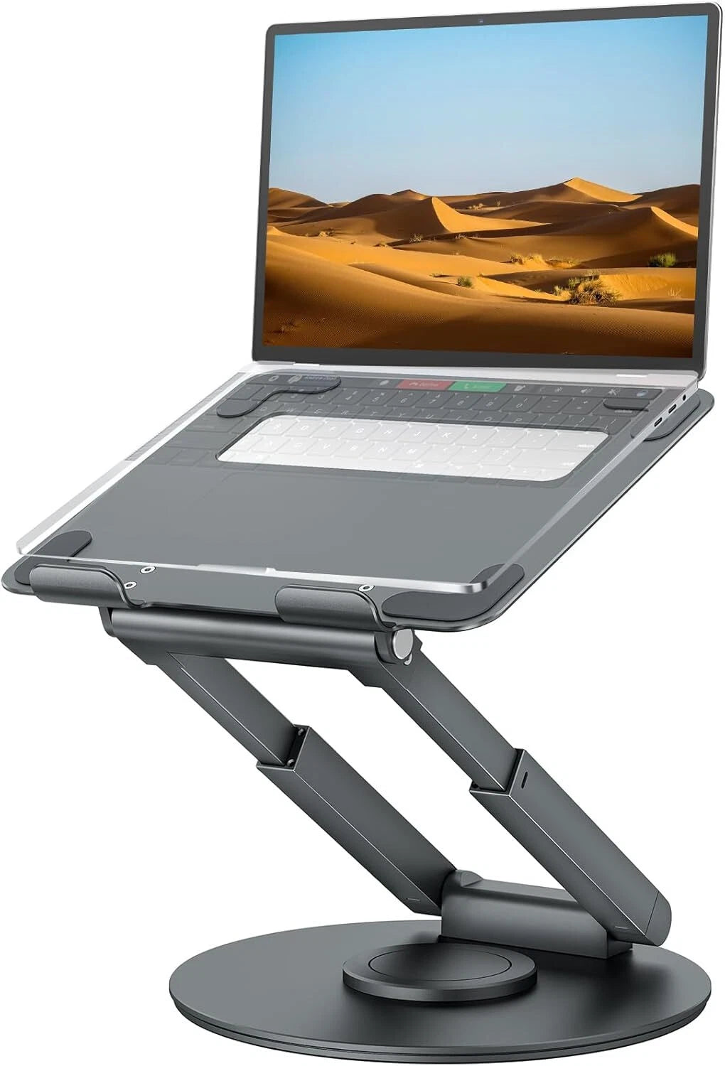 Telescopic Laptop Stand for Desk with 360° Swivel Base, Height Adjustable