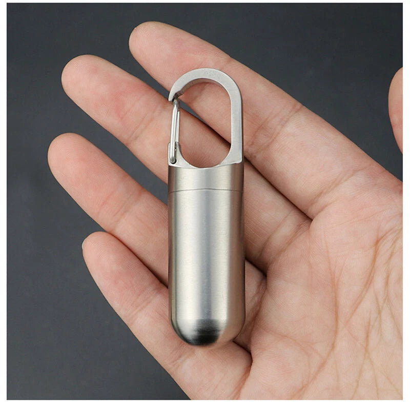 Creative Titanium Keychain Survival Waterproof Box Integrated medicine Pill Box 07FC0E-D4 - KOEEK